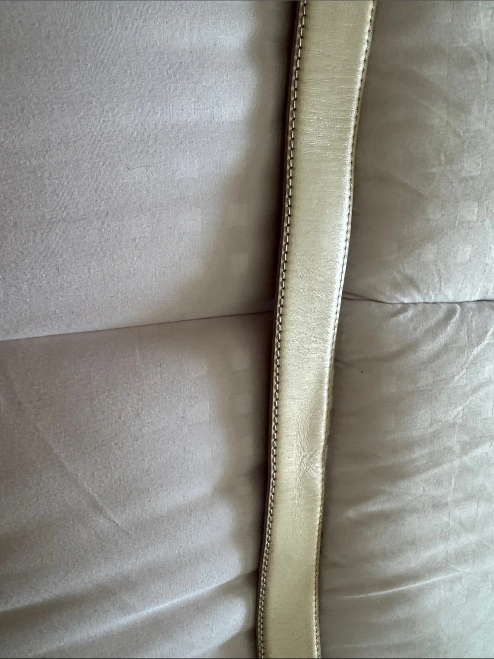 Authentic Moschino Beige Leather Belt with Large Gold Logo Letters
